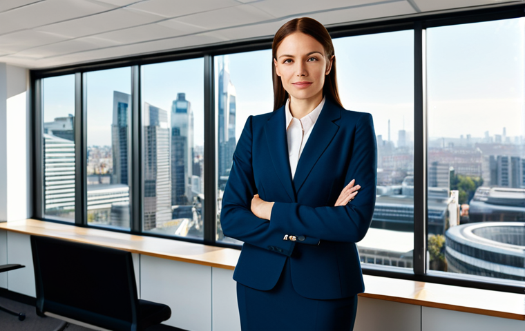 Modern Office Scene**

"A professional businesswoman in a modest business suit, standing confidently in a brightly lit, modern office with large windows overlooking a bustling city, fully clothed, appropriate attire, safe for work, perfect anatomy, natural proportions, professional photography, high quality, family-friendly."

**