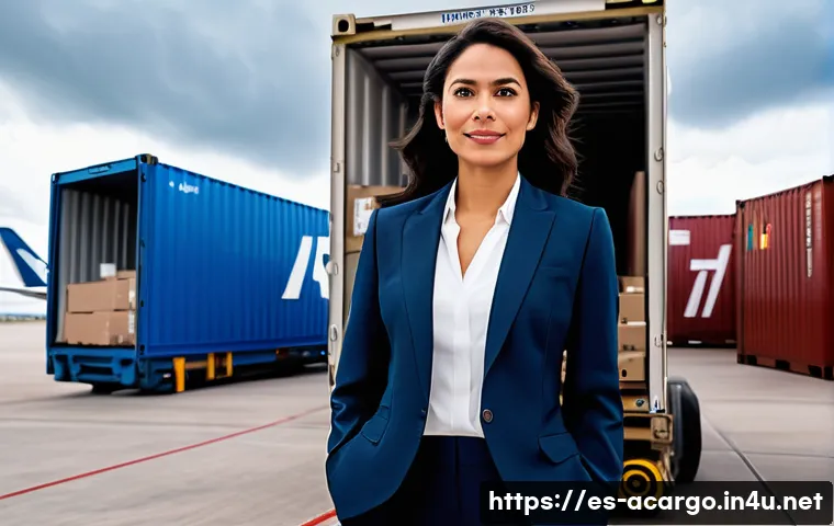 항공화물 보험 처리 실무 - **Prompt:** A serene, professional Latin American female business owner in a stylish, modern suit st...